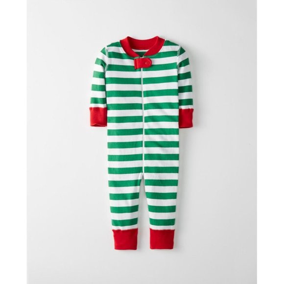 Hanna Andersson Green Striped Sleeper Pajamas, Size 0-6 Months - Picture 1 of 5